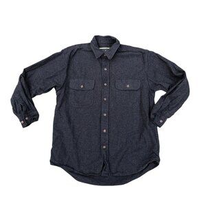 Vintage FIELD & STREAM Button Down Flannel Shirt LG Men's Grey Long Sleeve Heavy